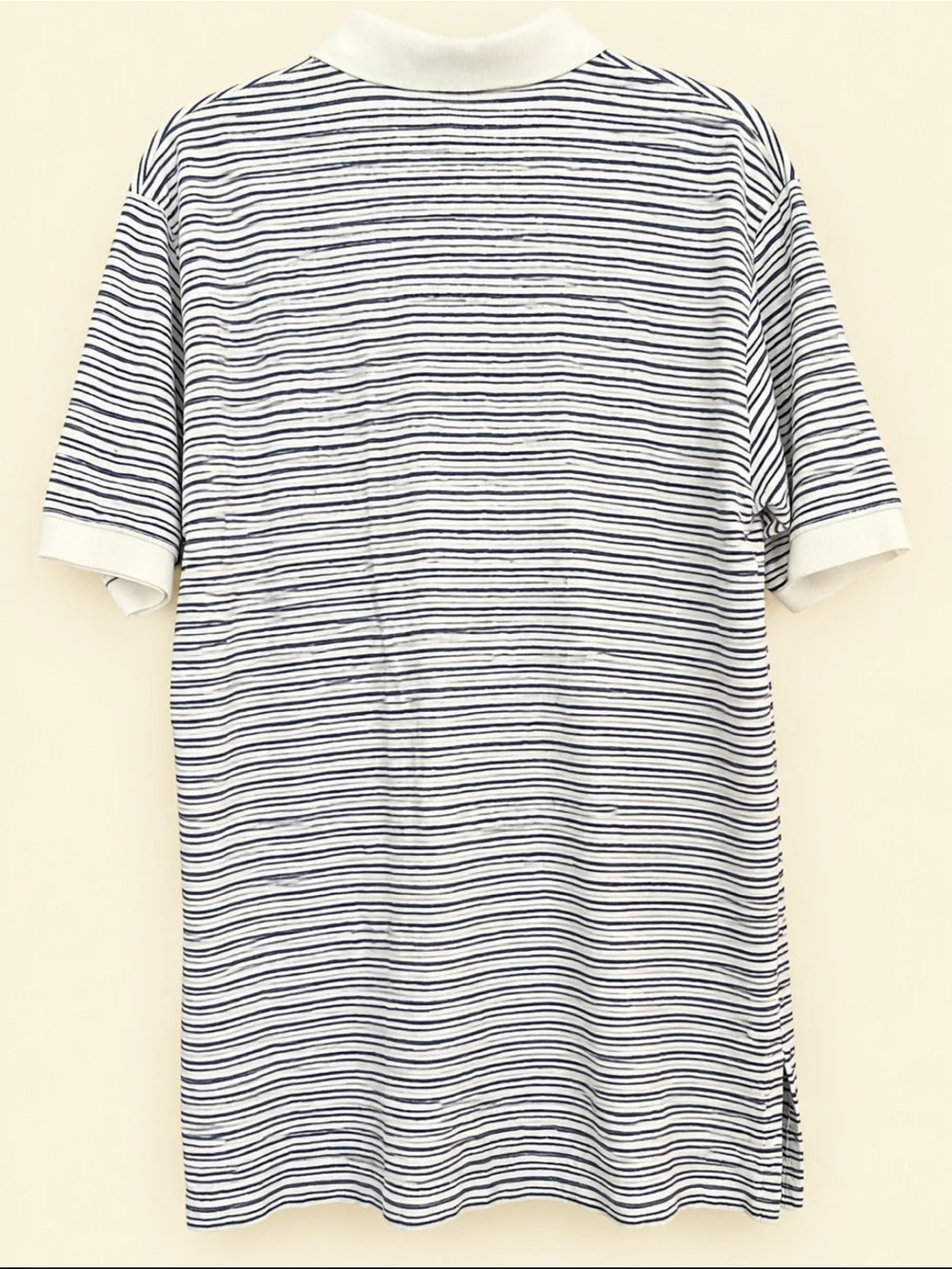 Ralph Lauren Men’s White & Grey Striped Polo Shirt-Size Large